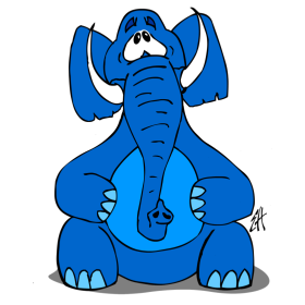 Blauwe olifant, full colour T-shirt design