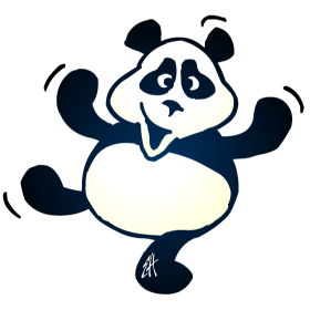 Dansende panda, full colour T-shirt design