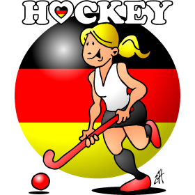 Duits hockeymeisje, full colour T-shirt design