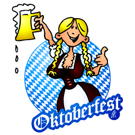 Oktoberfest II - Gretl in een dirndl, full colour T-shirt design