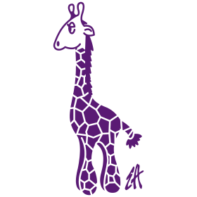 Paarse giraf, T-shirtontwerp in één kleur
