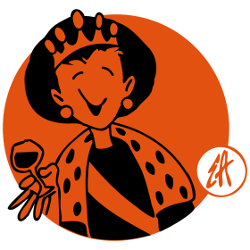 Koningin met een glas wijn, tweekleurig T-shirtontwerp