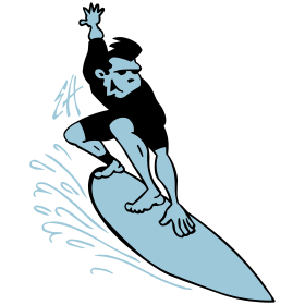 Surfer, tweekleurig T-shirtontwerp