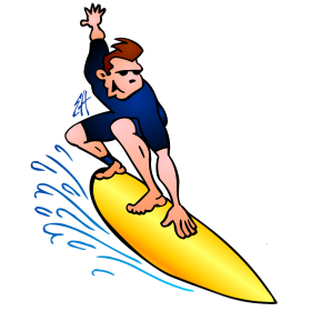 Surfer, full colour T-shirt design