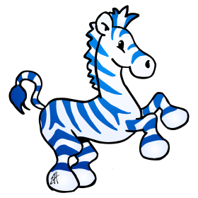 Blauwe zebra, full colour T-shirt design
